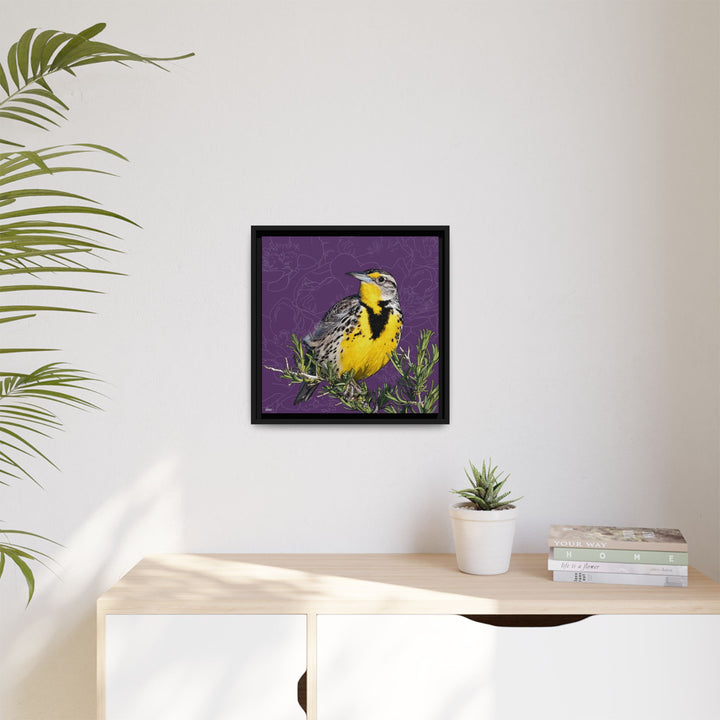 Western Meadowlark: North Dakota State Bird — Framed Canvas Print