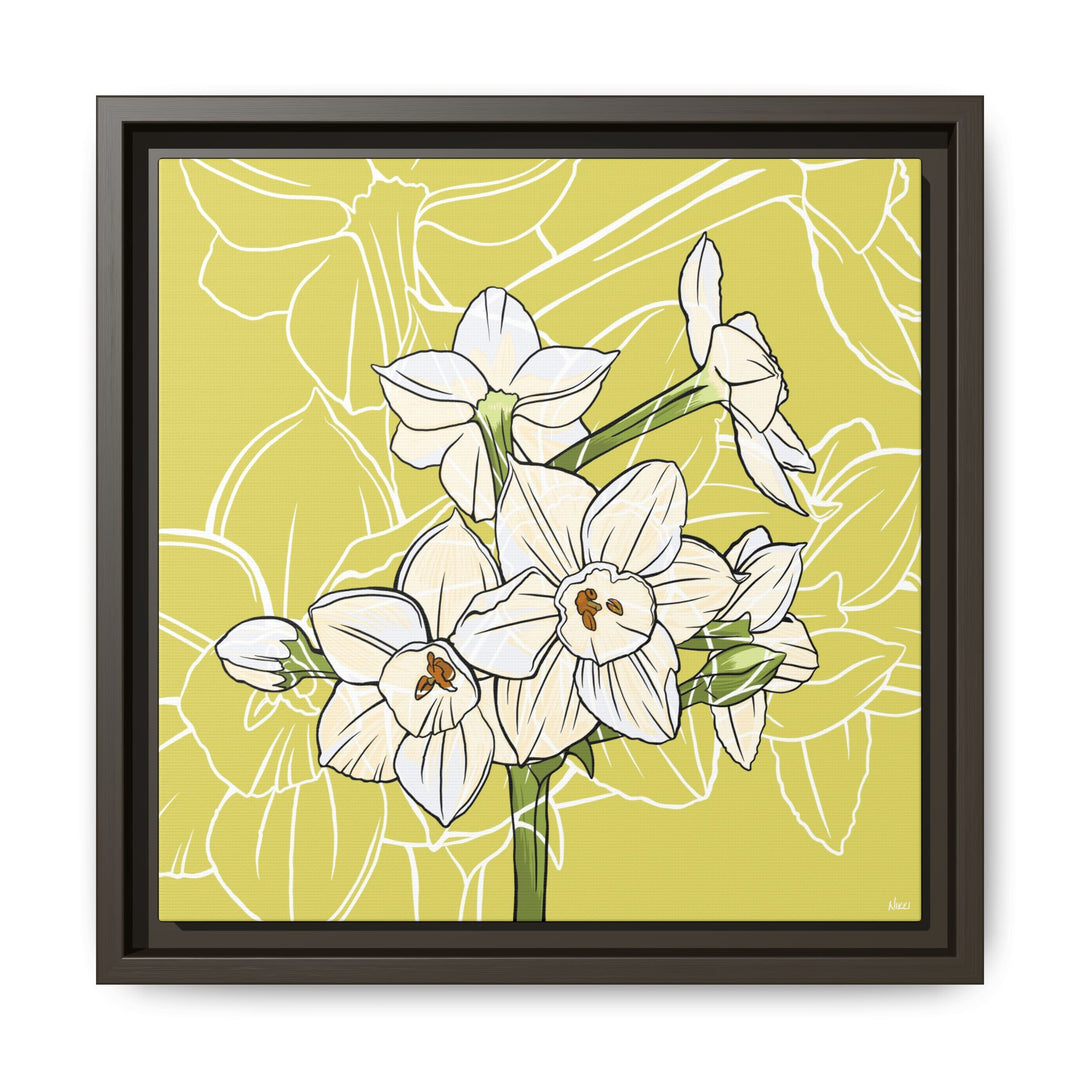 Paperwhite: December Birth Month Flower — Framed Canvas Print Wall Art