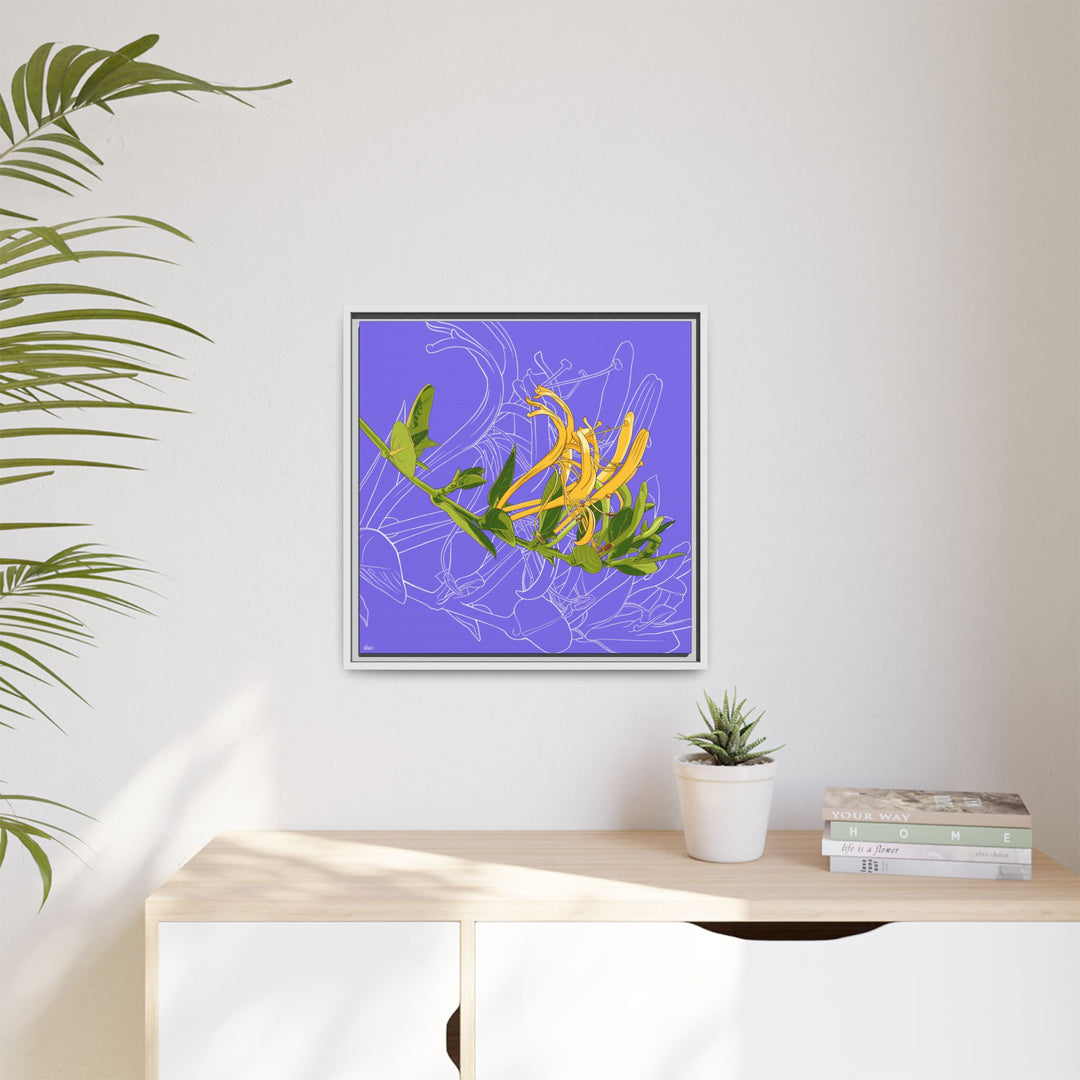 Honeysuckle: June Birth Month Flower — Framed Canvas Print Wall Art