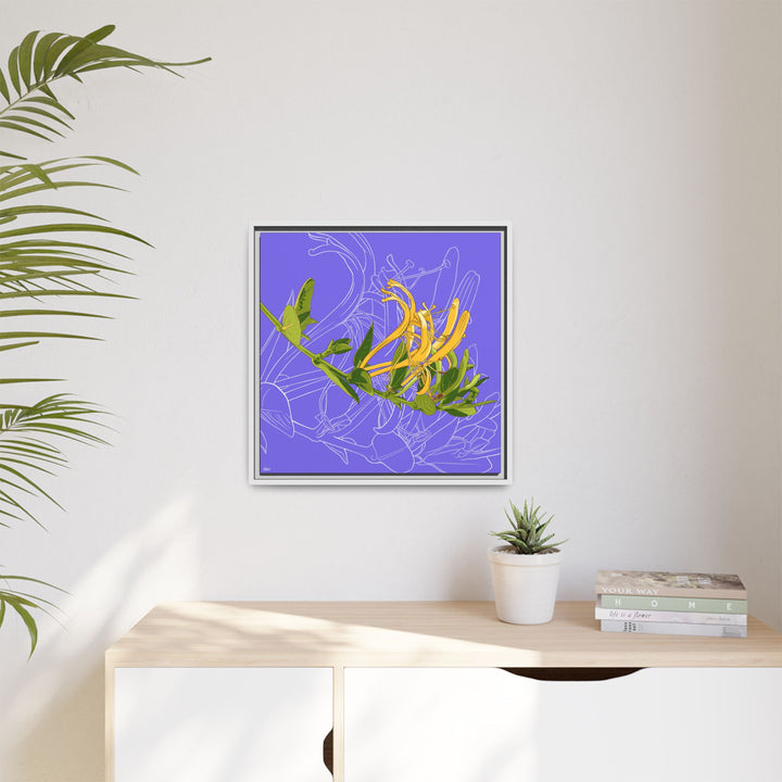 Honeysuckle: June Birth Month Flower — Framed Canvas Print Wall Art