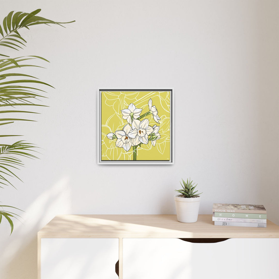 Paperwhite: December Birth Month Flower — Framed Canvas Print Wall Art