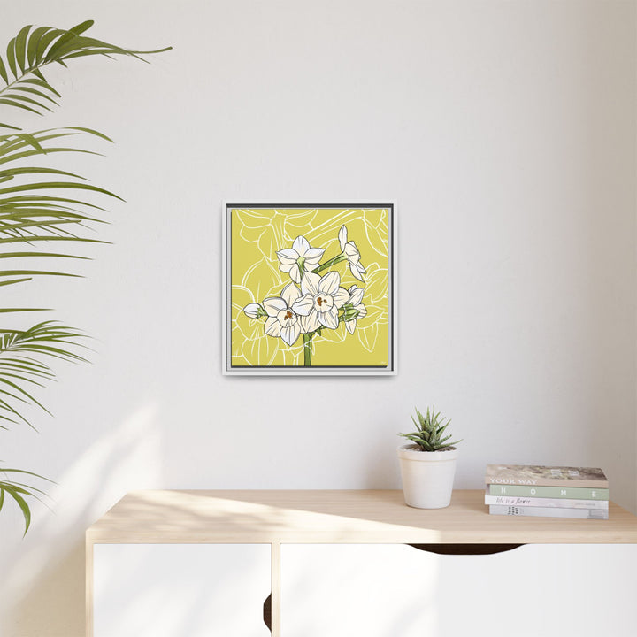Paperwhite: December Birth Month Flower — Framed Canvas Print Wall Art