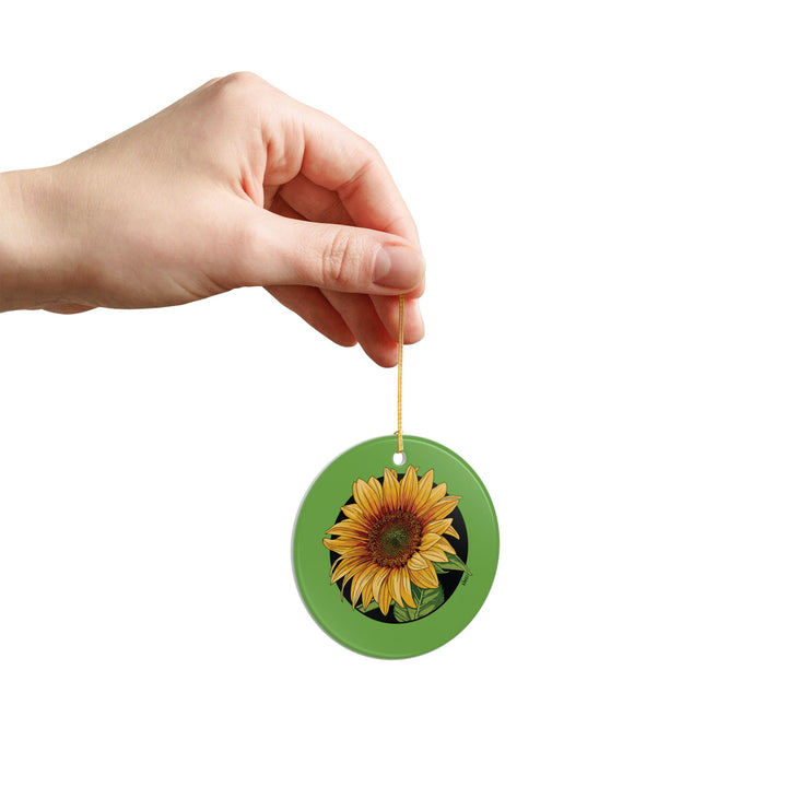Sunflower Ceramic Ornament (Double-Sided)