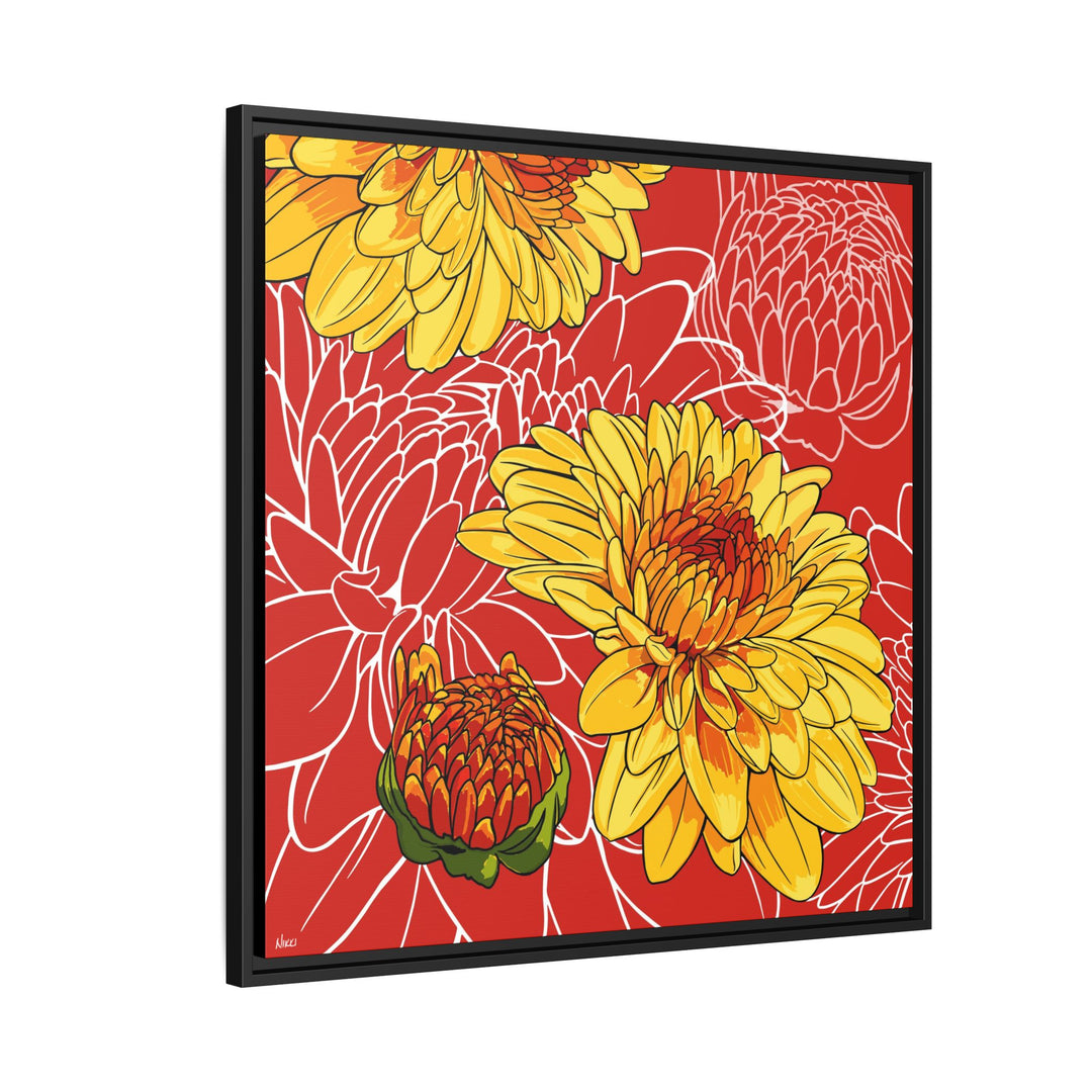 Chrysanthemum: November Birth Month Flower — Framed Canvas Print Wall Art
