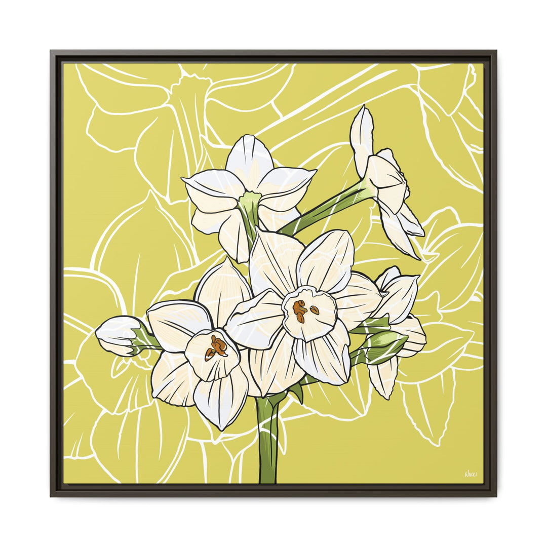 Paperwhite: December Birth Month Flower — Framed Canvas Print Wall Art