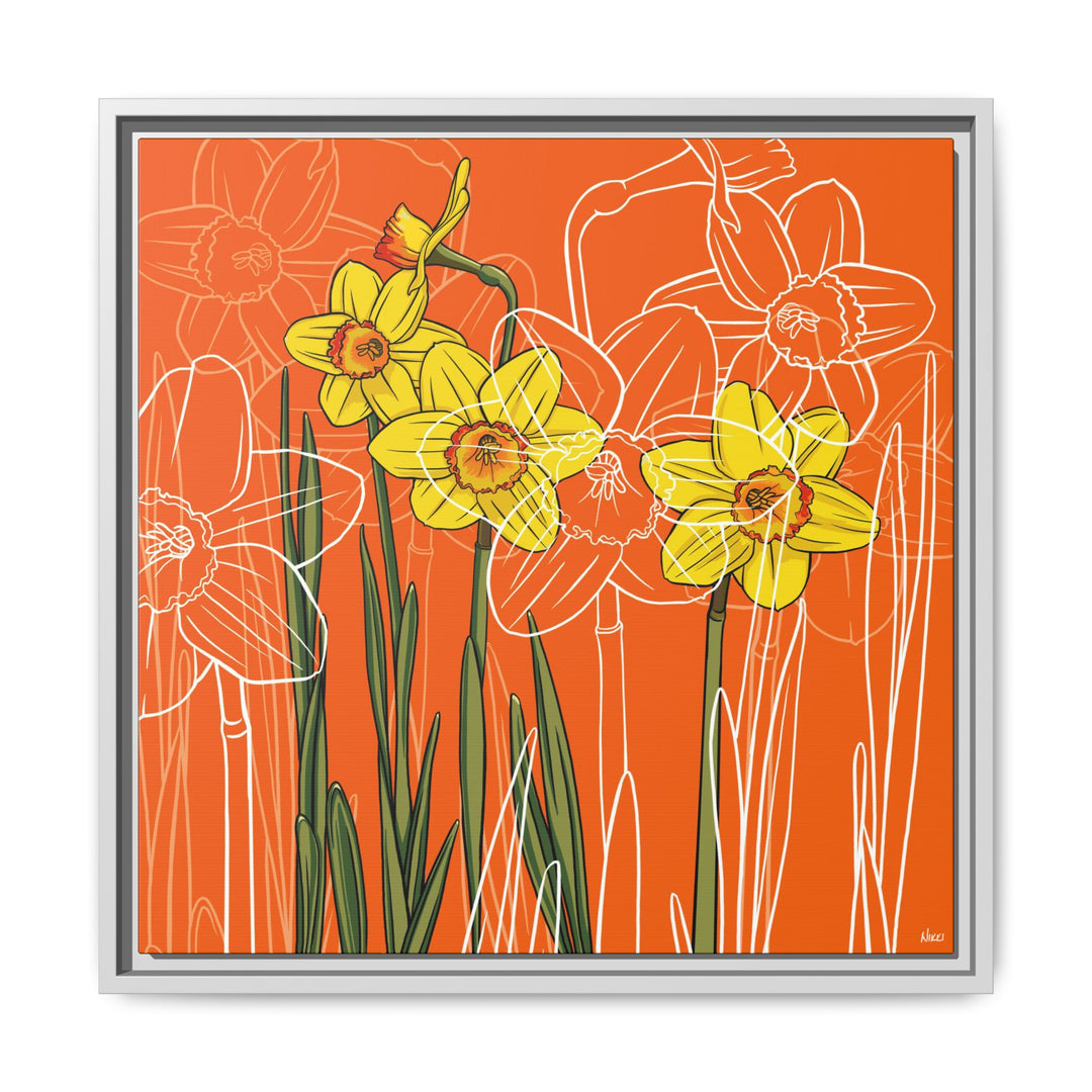 Daffodil: March Birth Month Flower — Framed Canvas Print Wall Art