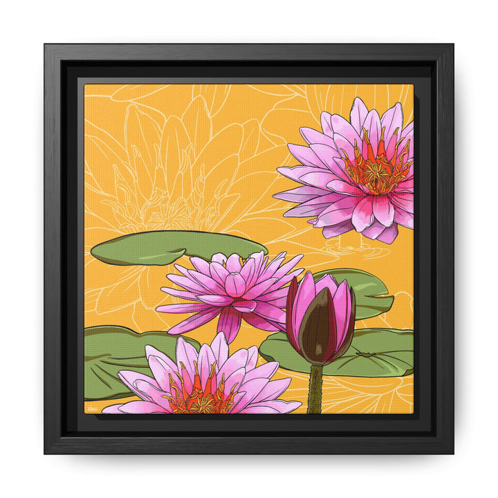 Water Lily: July Birth Month Flower — Framed Canvas Print Wall Art