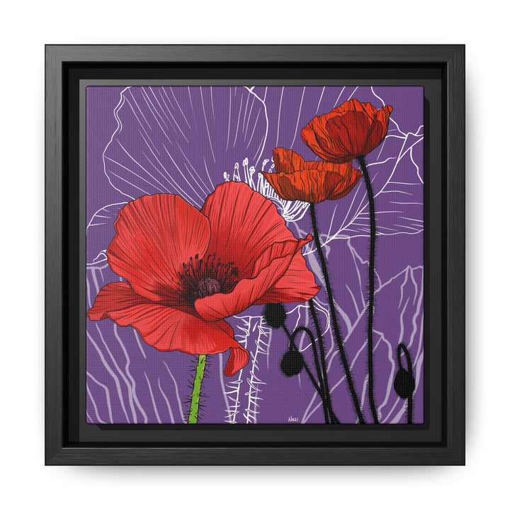 Poppy: August Birth Month Flower — Framed Canvas Print Wall Art