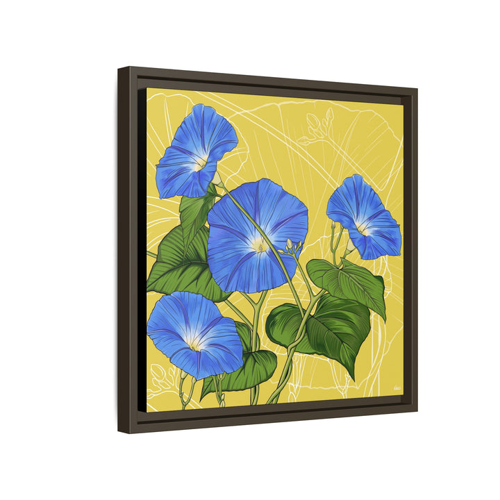 Blue Morning Glory: September Birth Month Flower — Framed Canvas Print Wall Art