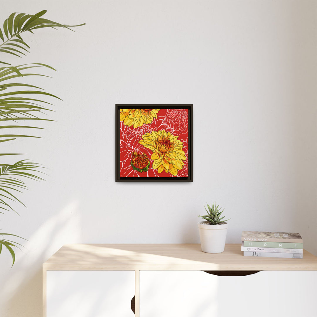 Chrysanthemum: November Birth Month Flower — Framed Canvas Print Wall Art