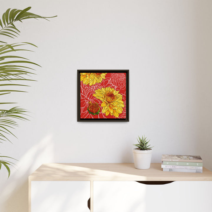 Chrysanthemum: November Birth Month Flower — Framed Canvas Print Wall Art