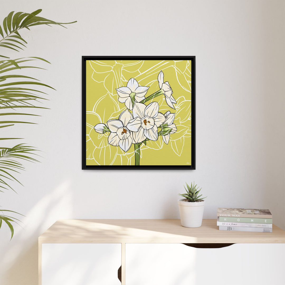 Paperwhite: December Birth Month Flower — Framed Canvas Print Wall Art