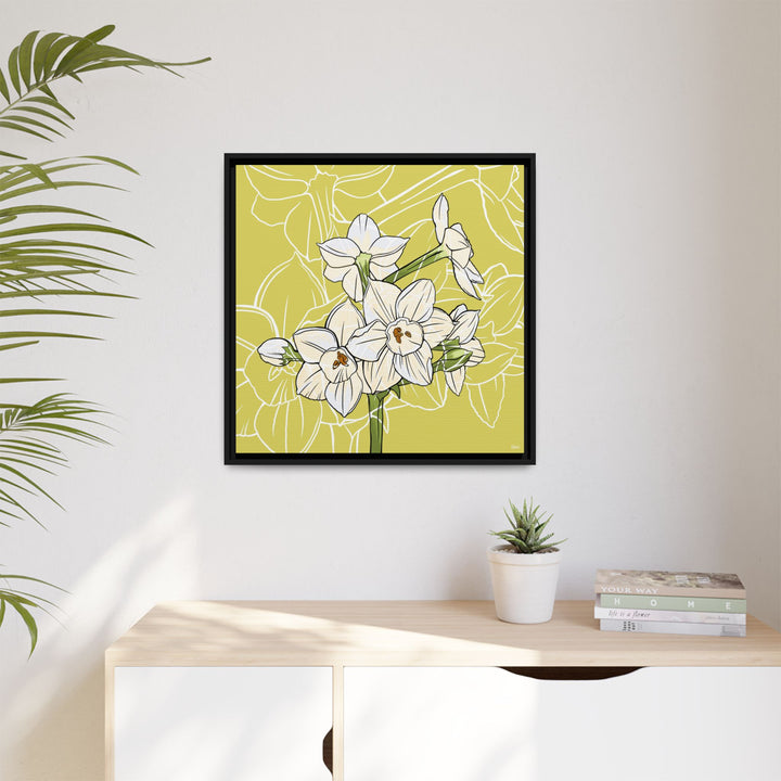 Paperwhite: December Birth Month Flower — Framed Canvas Print Wall Art