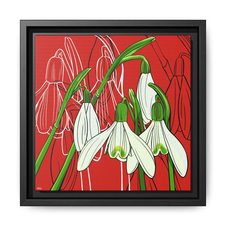 Snowdrop: January Birth Month Flower — Framed Canvas Print Wall Art