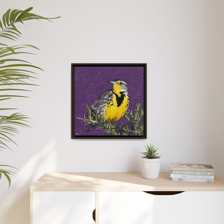 Western Meadowlark: North Dakota State Bird — Framed Canvas Print