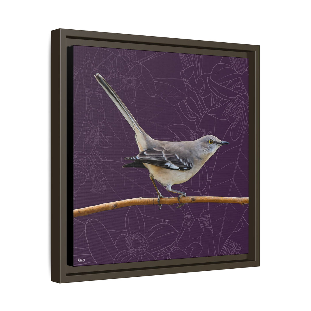 Northern Mockingbird: Florida State Bird — Framed Canvas Print Wall Art