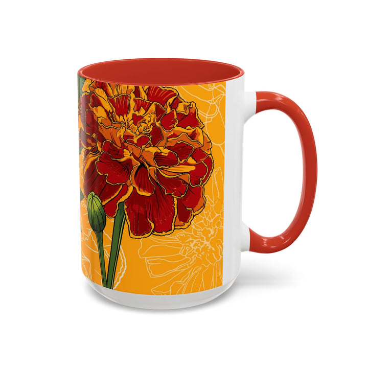 Marigold Ceramic Coffee Mug — October Birth Month Flower