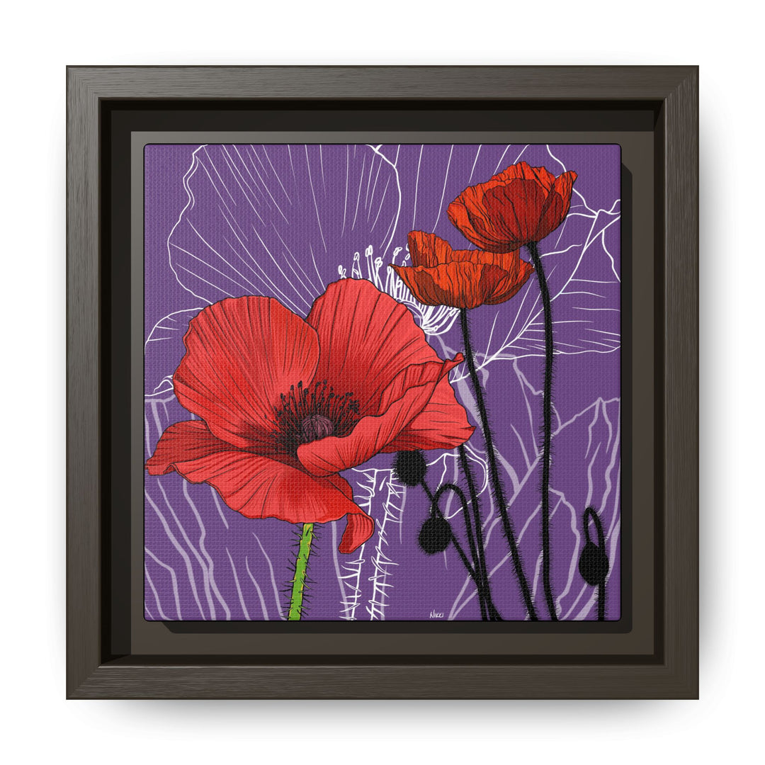 Poppy: August Birth Month Flower — Framed Canvas Print Wall Art