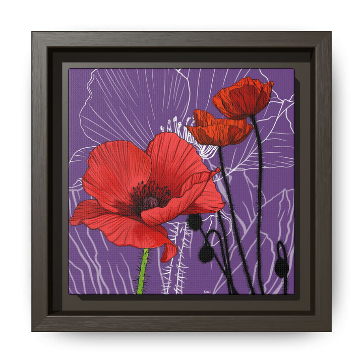 Poppy: August Birth Month Flower — Framed Canvas Print Wall Art