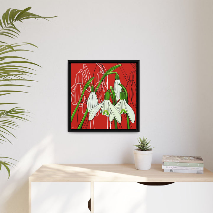 Snowdrop: January Birth Month Flower — Framed Canvas Print Wall Art