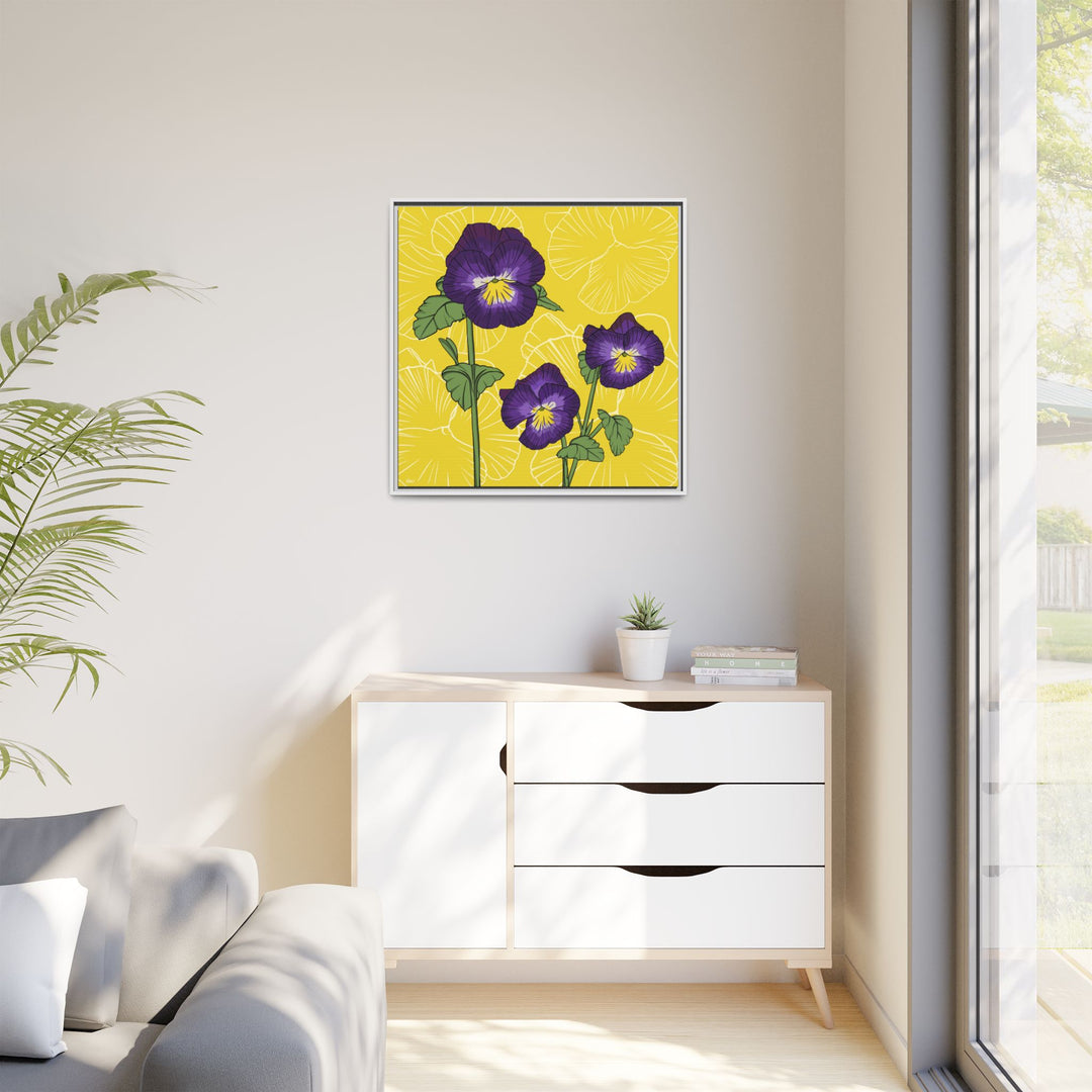 Violet: February Birth Month Flower — Framed Canvas Print Wall Art