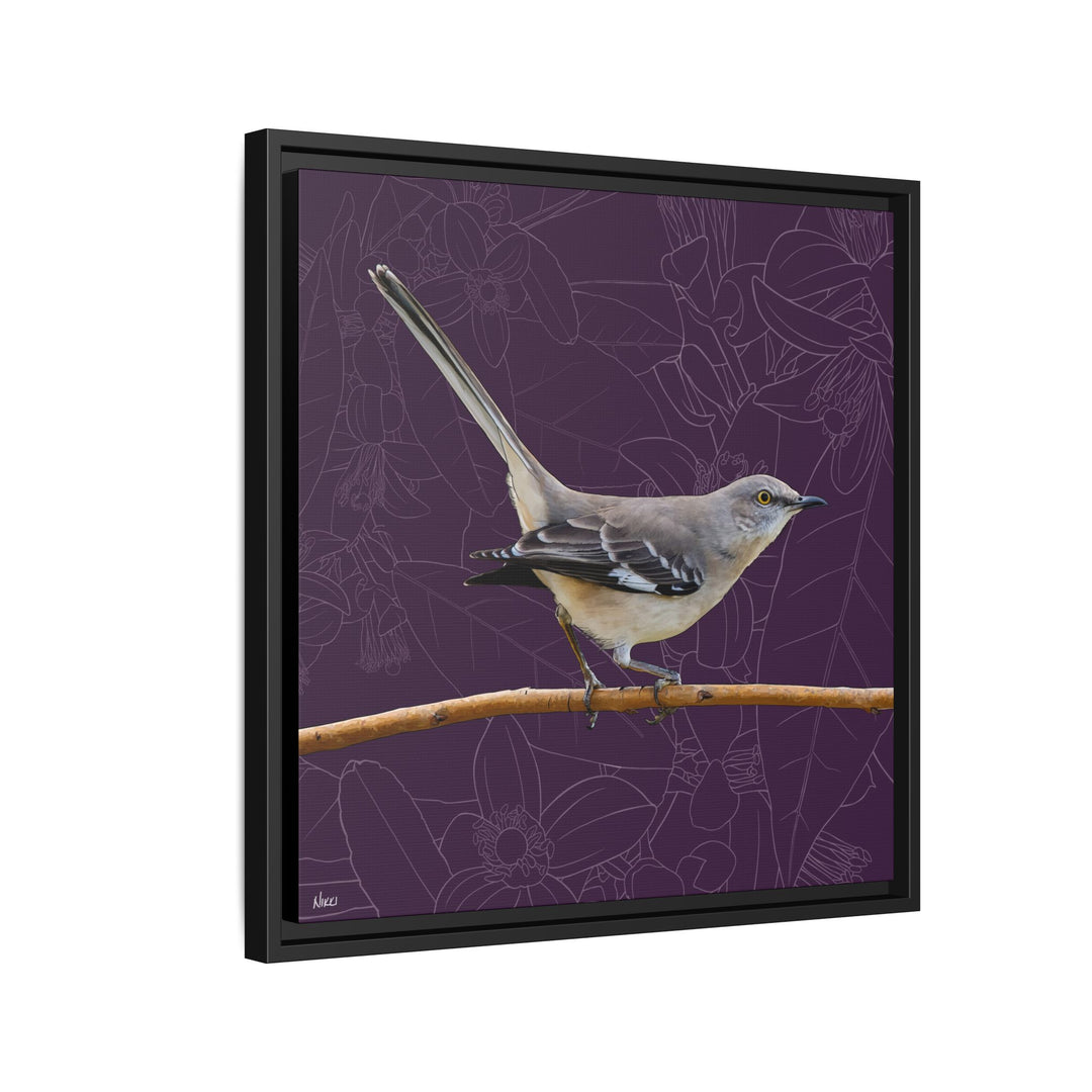 Northern Mockingbird: Florida State Bird — Framed Canvas Print Wall Art