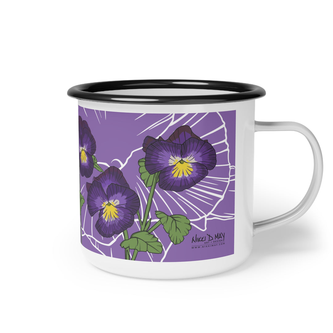 Violet Enamel Camp Cup — February Birth Month Flower