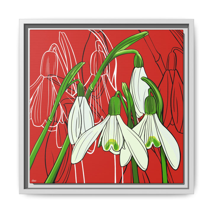Snowdrop: January Birth Month Flower — Framed Canvas Print Wall Art