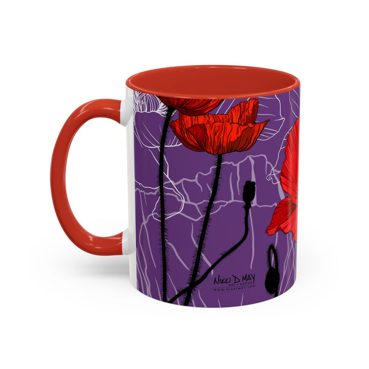 Poppy Ceramic Coffee Mug — August Birth Month Flower