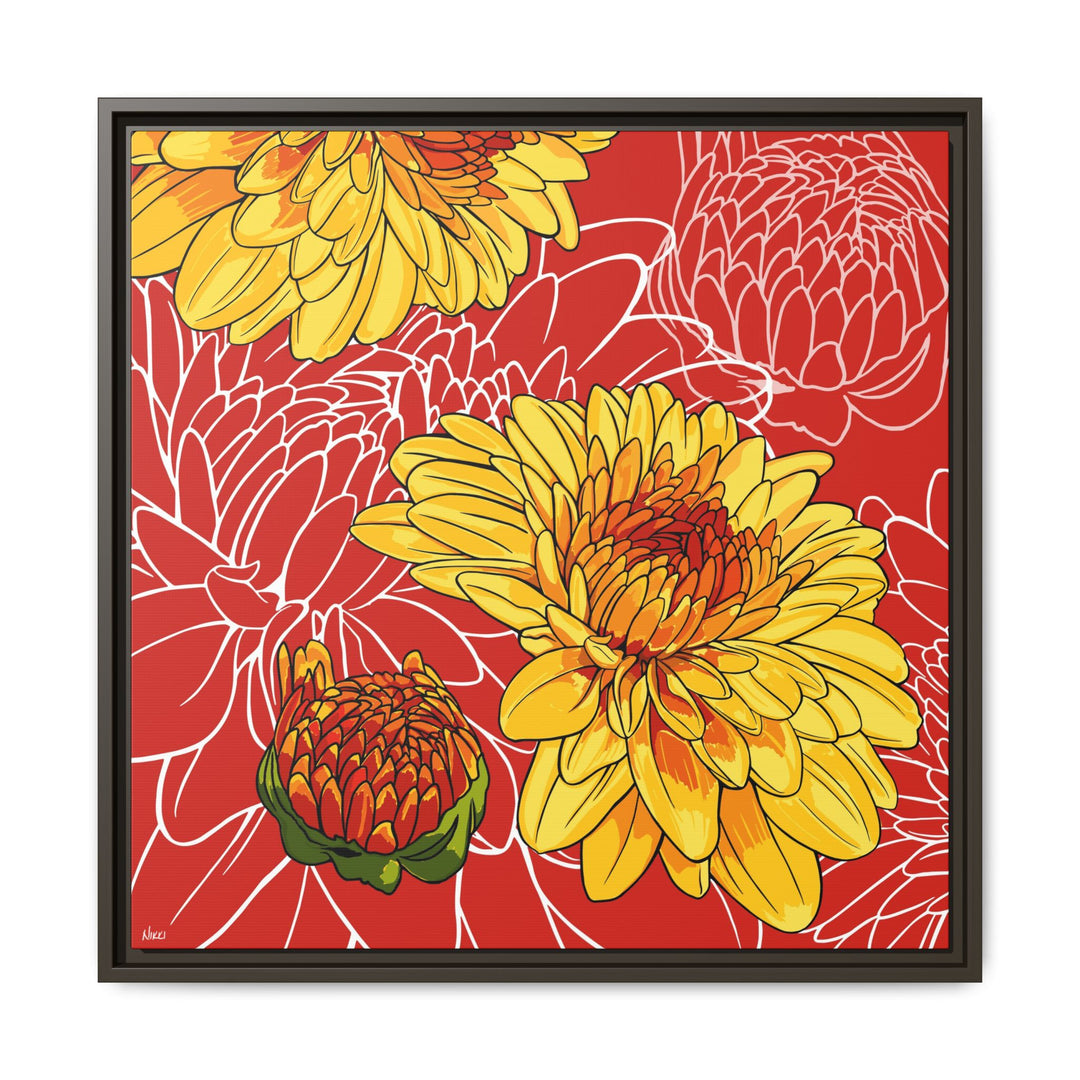 Chrysanthemum: November Birth Month Flower — Framed Canvas Print Wall Art