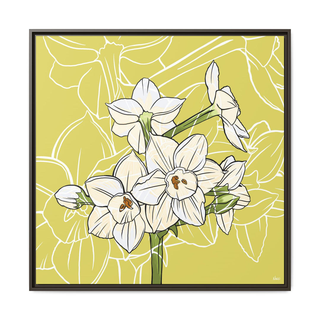 Paperwhite: December Birth Month Flower — Framed Canvas Print Wall Art