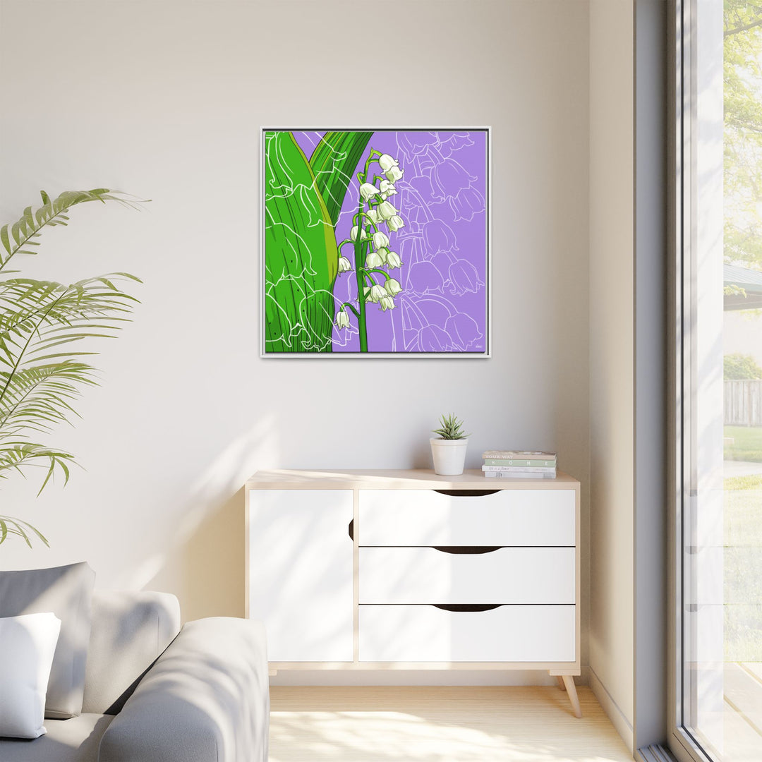 Lily of the Valley: May Birth Month Flower — Framed Canvas Print Wall Art