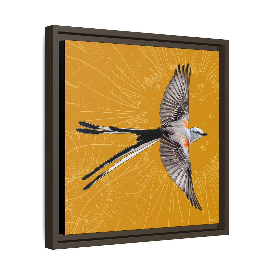 Scissor Tailed Flycatcher: Oklahoma State Bird — Framed Canvas Print Wall Art