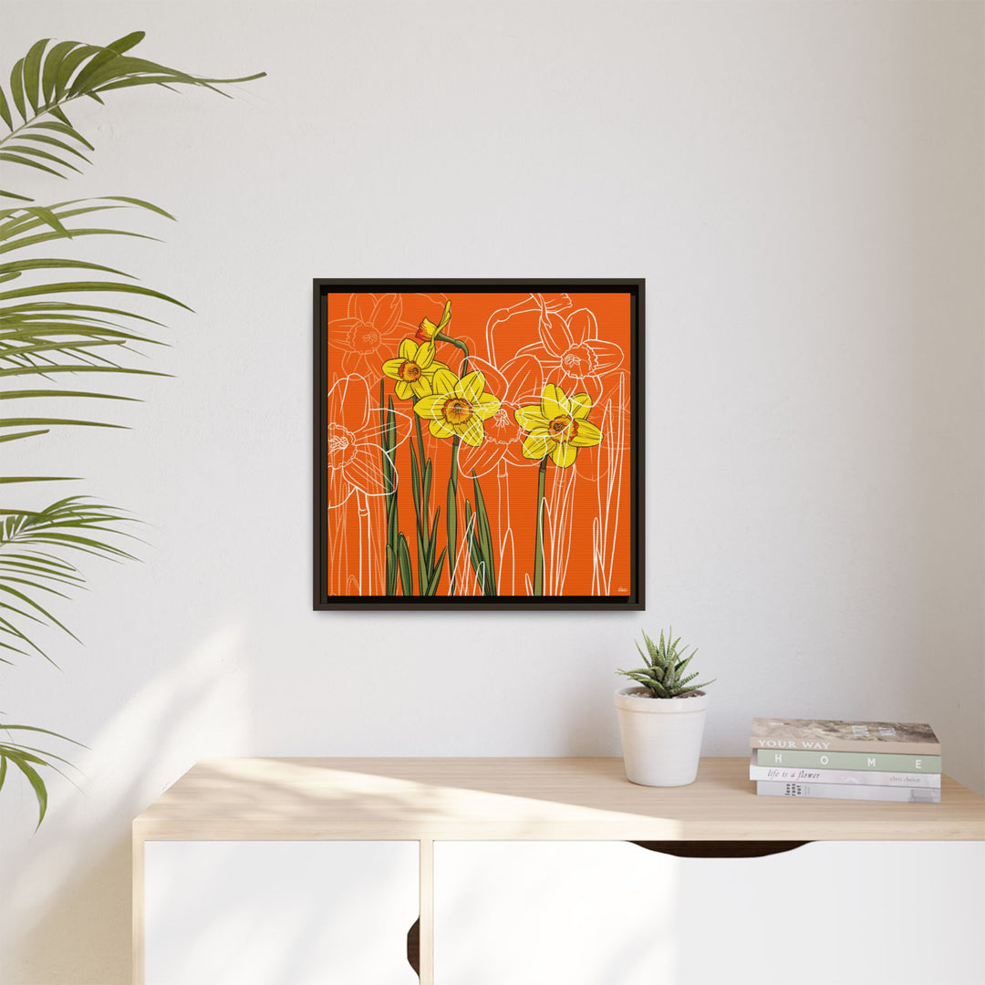 Daffodil: March Birth Month Flower — Framed Canvas Print Wall Art