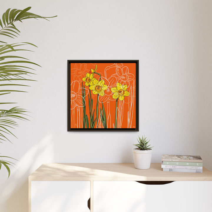 Daffodil: March Birth Month Flower — Framed Canvas Print Wall Art