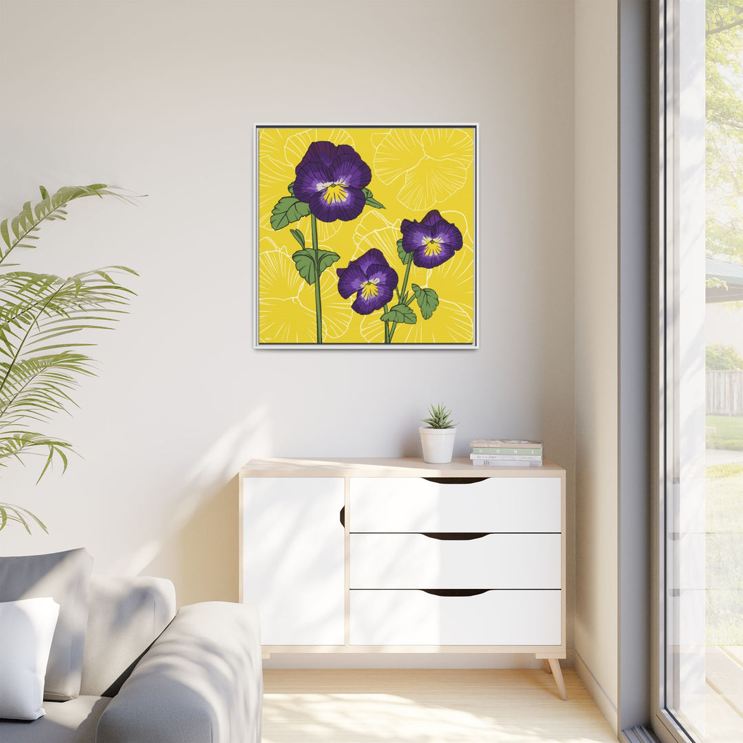 Violet: February Birth Month Flower — Framed Canvas Print Wall Art