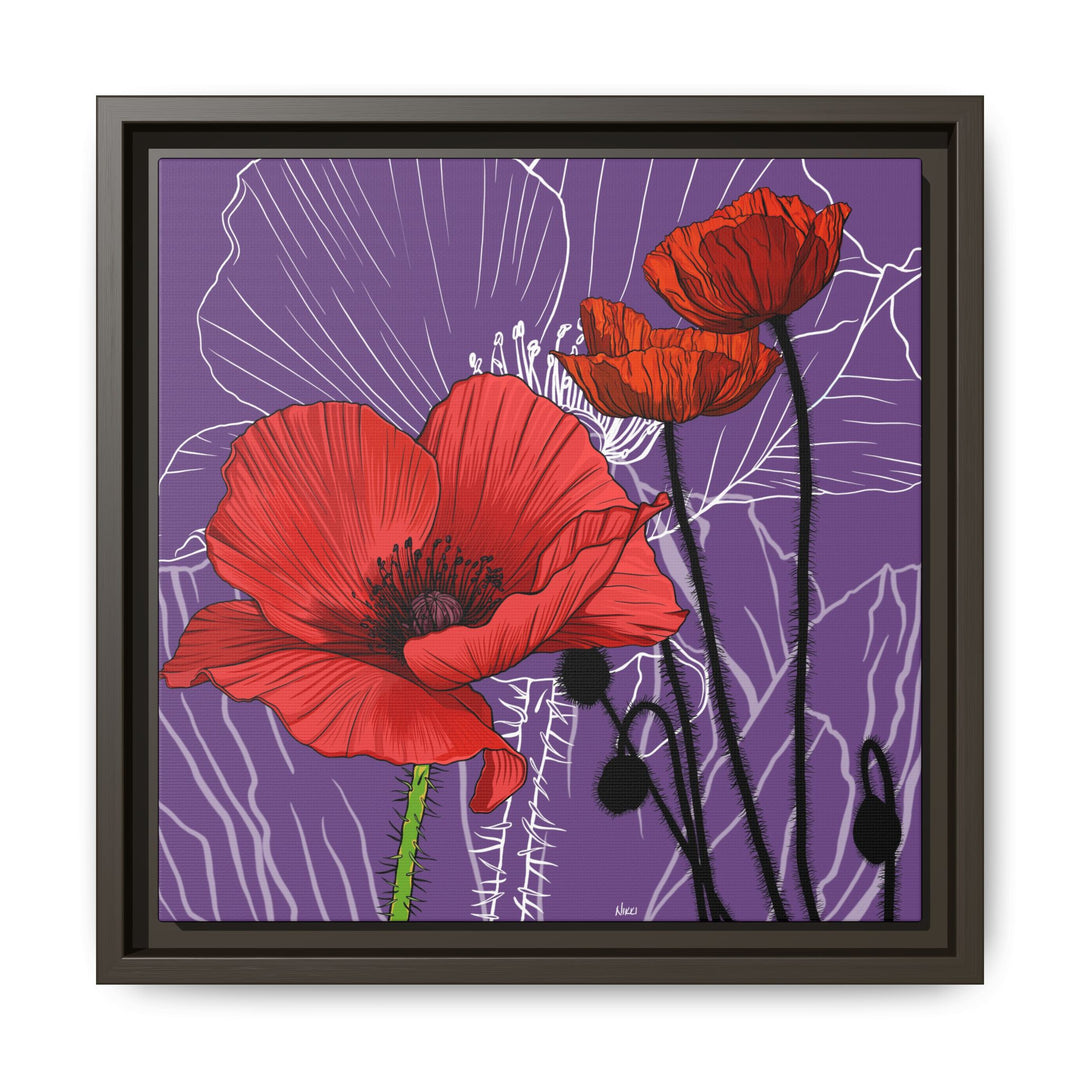 Poppy: August Birth Month Flower — Framed Canvas Print Wall Art
