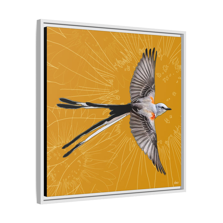 Scissor Tailed Flycatcher: Oklahoma State Bird — Framed Canvas Print Wall Art
