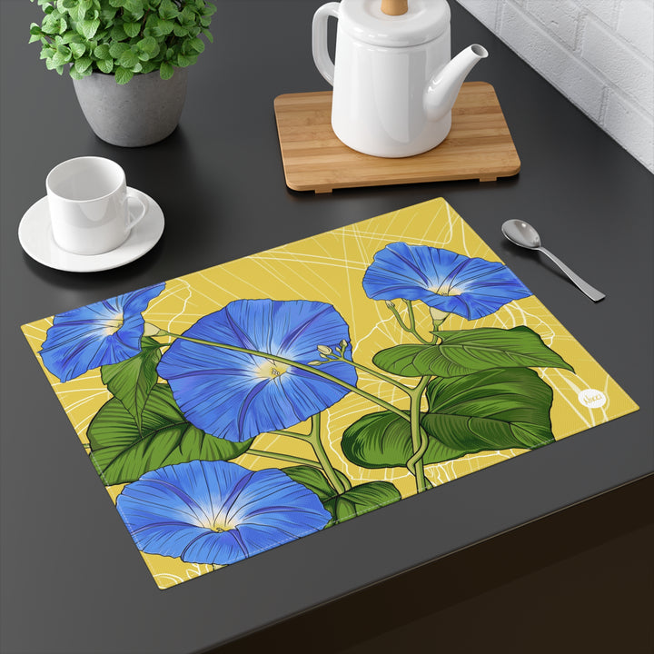 Blue Morning Glory Cotton Twill Placemat — September Birth Month Flower