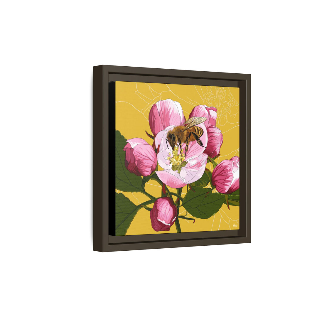 Apple Blossom & Honeybee Framed Canvas — Arkansas State Flower Wall Art