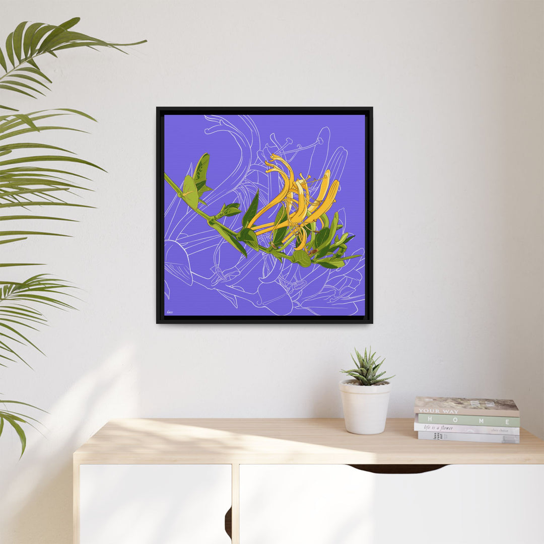 Honeysuckle: June Birth Month Flower — Framed Canvas Print Wall Art