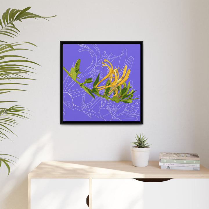 Honeysuckle: June Birth Month Flower — Framed Canvas Print Wall Art