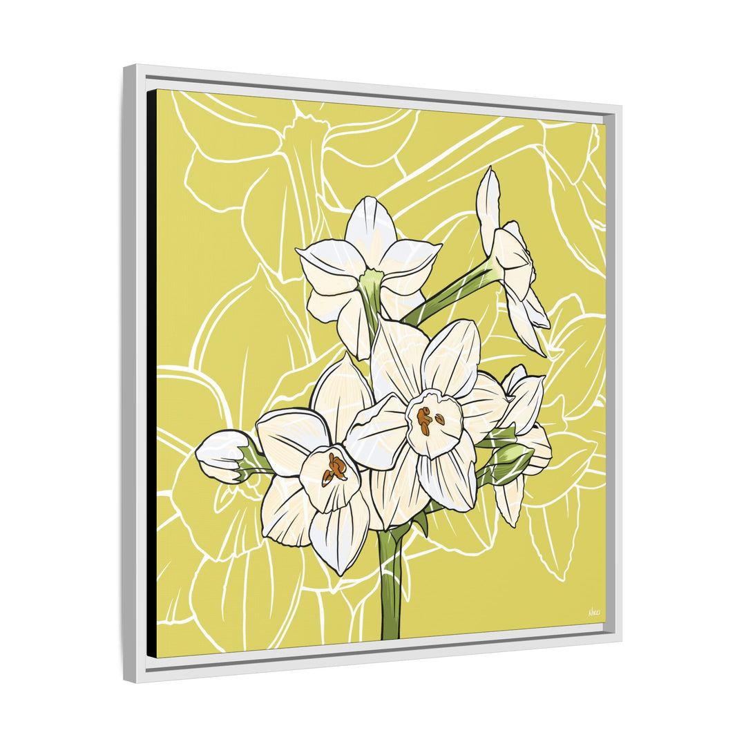 Paperwhite: December Birth Month Flower — Framed Canvas Print Wall Art