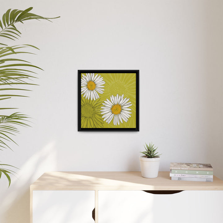 Daisy: April Birth Month Flower — Framed Canvas Print Wall Art
