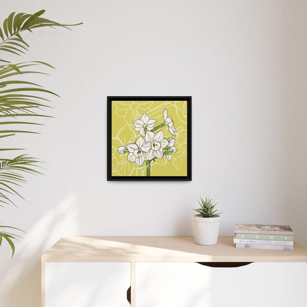 Paperwhite: December Birth Month Flower — Framed Canvas Print Wall Art