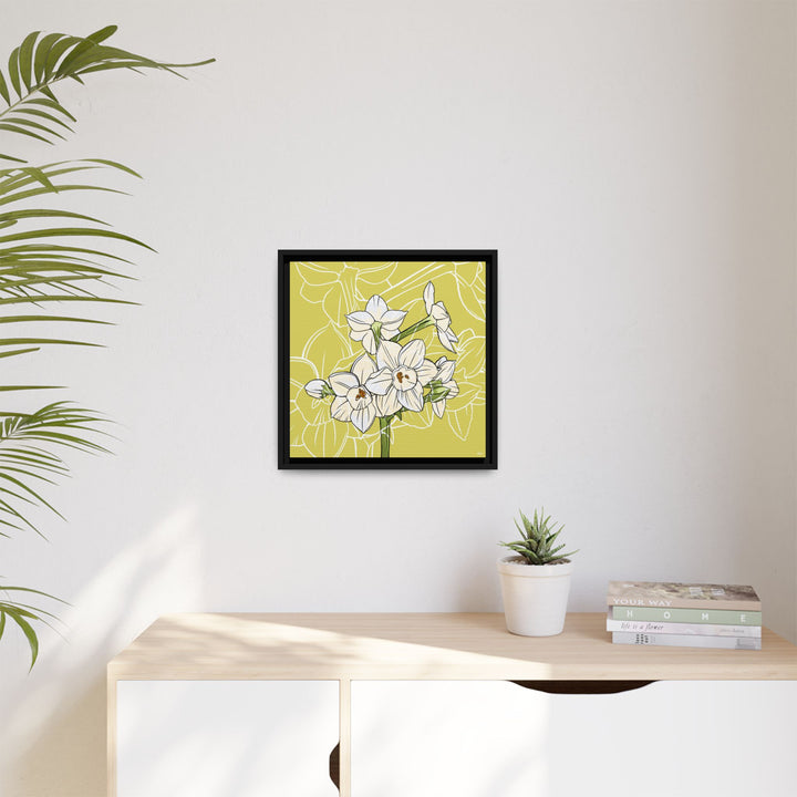 Paperwhite: December Birth Month Flower — Framed Canvas Print Wall Art