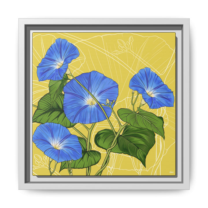 Blue Morning Glory: September Birth Month Flower — Framed Canvas Print Wall Art