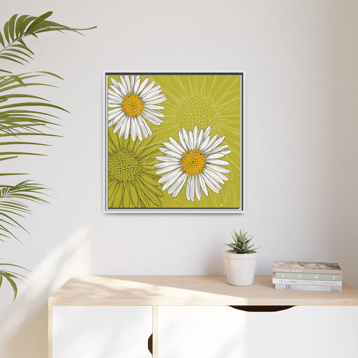 Daisy: April Birth Month Flower — Framed Canvas Print Wall Art
