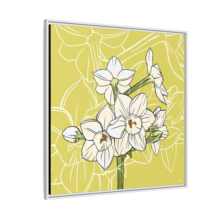 Paperwhite: December Birth Month Flower — Framed Canvas Print Wall Art