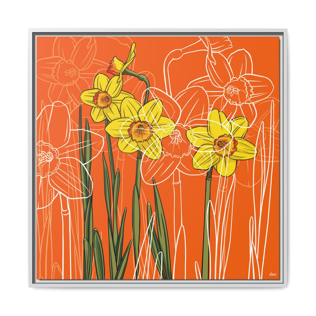 Daffodil: March Birth Month Flower — Framed Canvas Print Wall Art